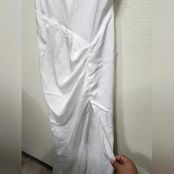 Lulu's Here's to Love White Satin Backless Column Maxi Dress Wedding Bridal - Picture 8 of 12